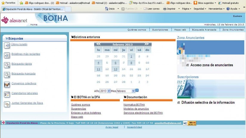 EAJ-PNV PREGUNTA SOBRE UNA INCIDENCIA EN LA PÁGINA WEB DEL BOLETIN OFICIAL DEL TERRITORIO HISTÓRICO DE ÁLAVA